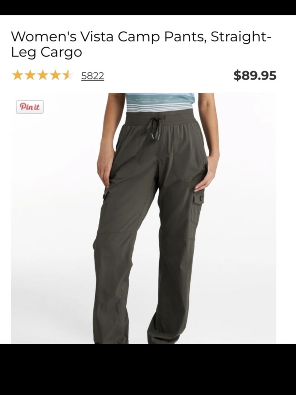 L.L. Bean XS Vista Camp Pants, Quick Dry Straight-Leg Cargo Dk. Taupe LNC $89 - Picture 12 of 12